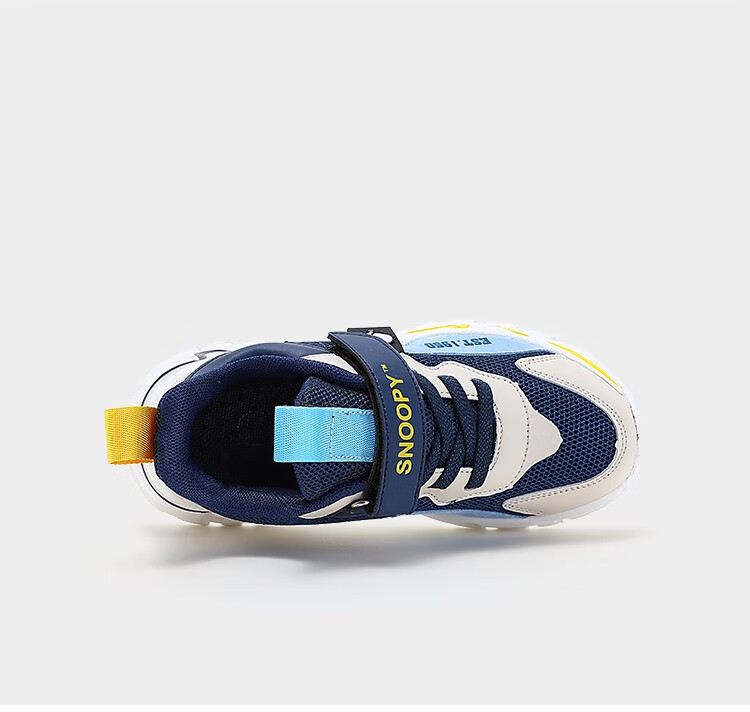snoopy史努比童鞋儿童运动鞋新款男童减震耐磨中大童休闲鞋深蓝米29码