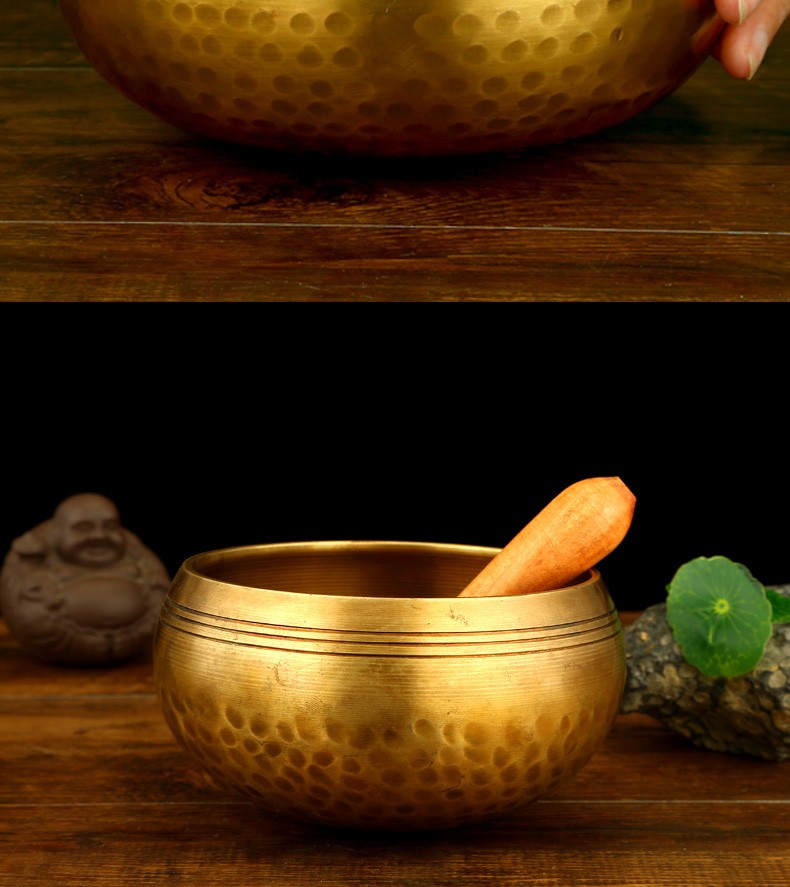 纳知轩黄铜手工摆件精心一钵铜钵佛教用品碗口加厚设计直径12cmi989n3