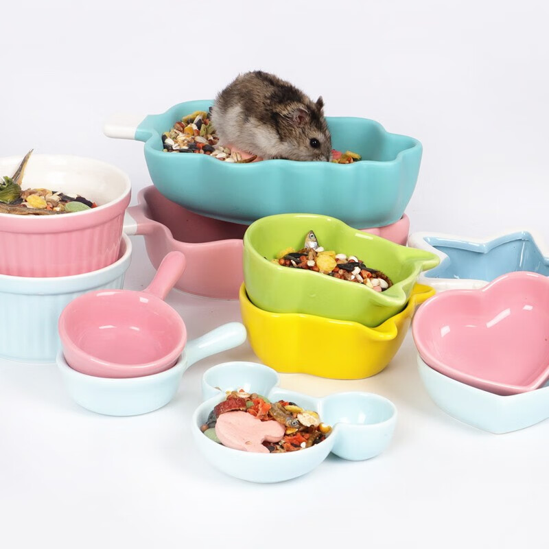 小宠陶瓷仓鼠食盆 防翻食盆鼠金丝熊食盆 仓鼠用品 小耳朵食盆绿色