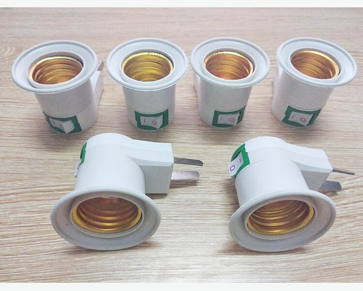 led明装灯头e27螺口灯座带插头带开关万向灯座一体转换家用b22卡口转