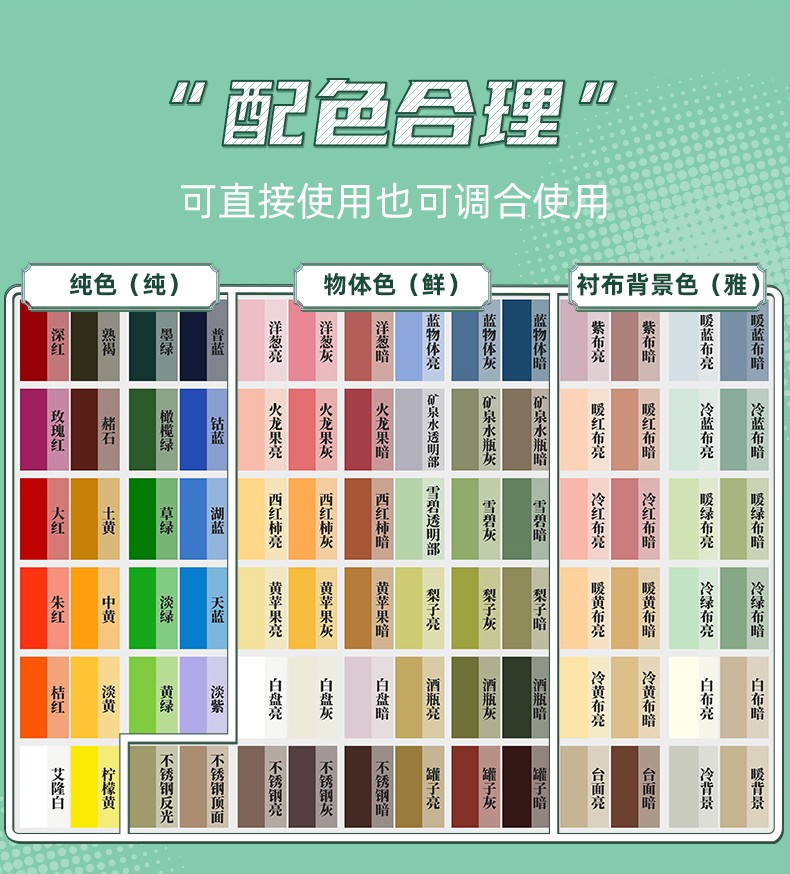 艾隆颜料免调色水粉颜料不锈钢齐全配色2021款84色百搭免调和高级灰