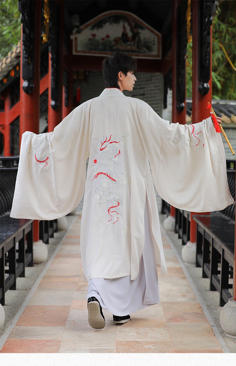 汉服男古装长袍全套中国风龙纹原创武侠古风书生加大码学生演出服