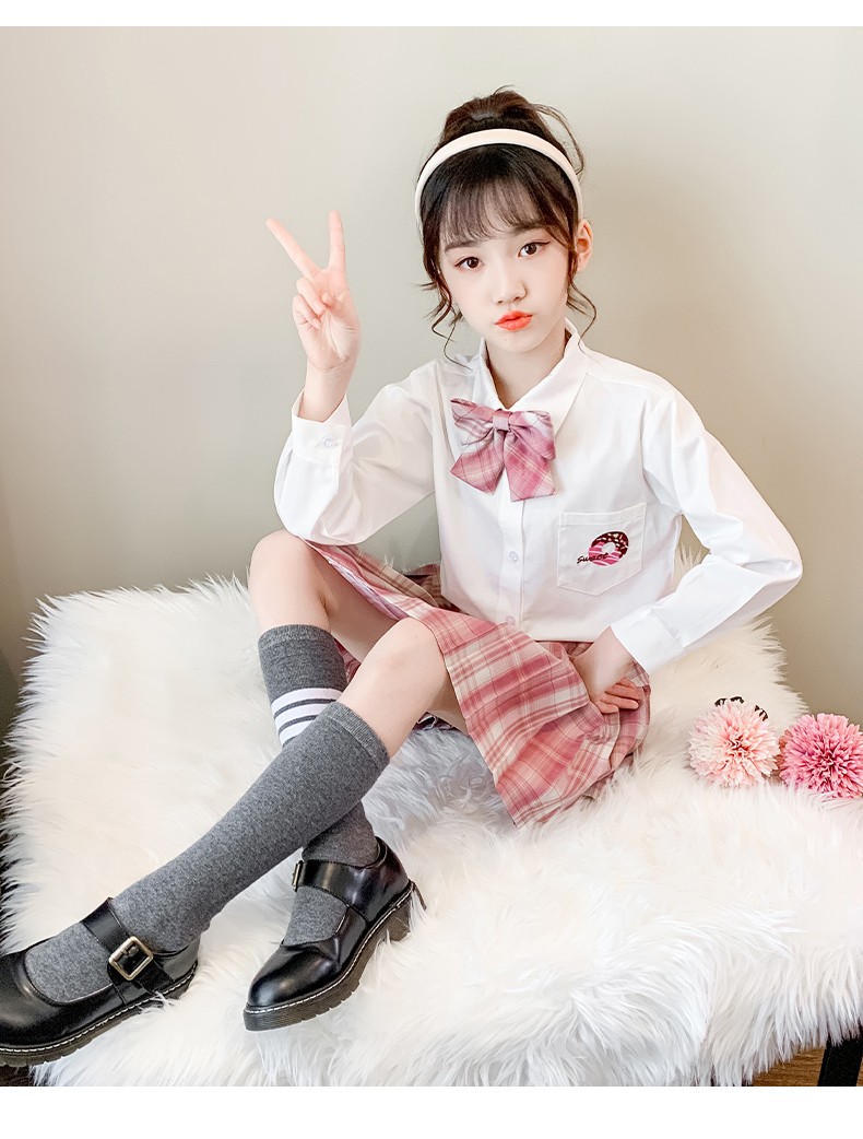 小乖童年正品童装女童jk套装学生百褶裙格裙半身裙子水手服日系儿童