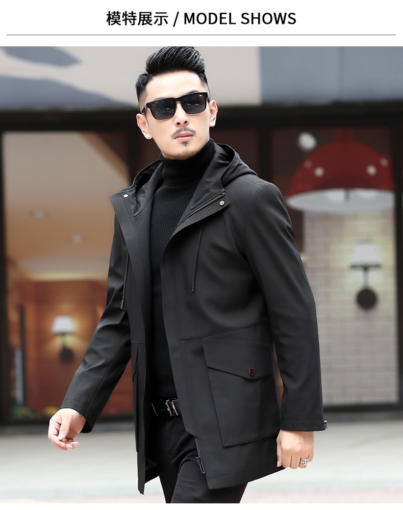 花花公子风衣男国潮男装联名秋冬季新款飞行员夹克潮流男士商务休闲