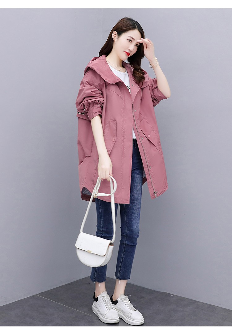 靓涩 风衣女2020春秋季新款女装长袖时尚胖mm宽松显瘦派克风外套女