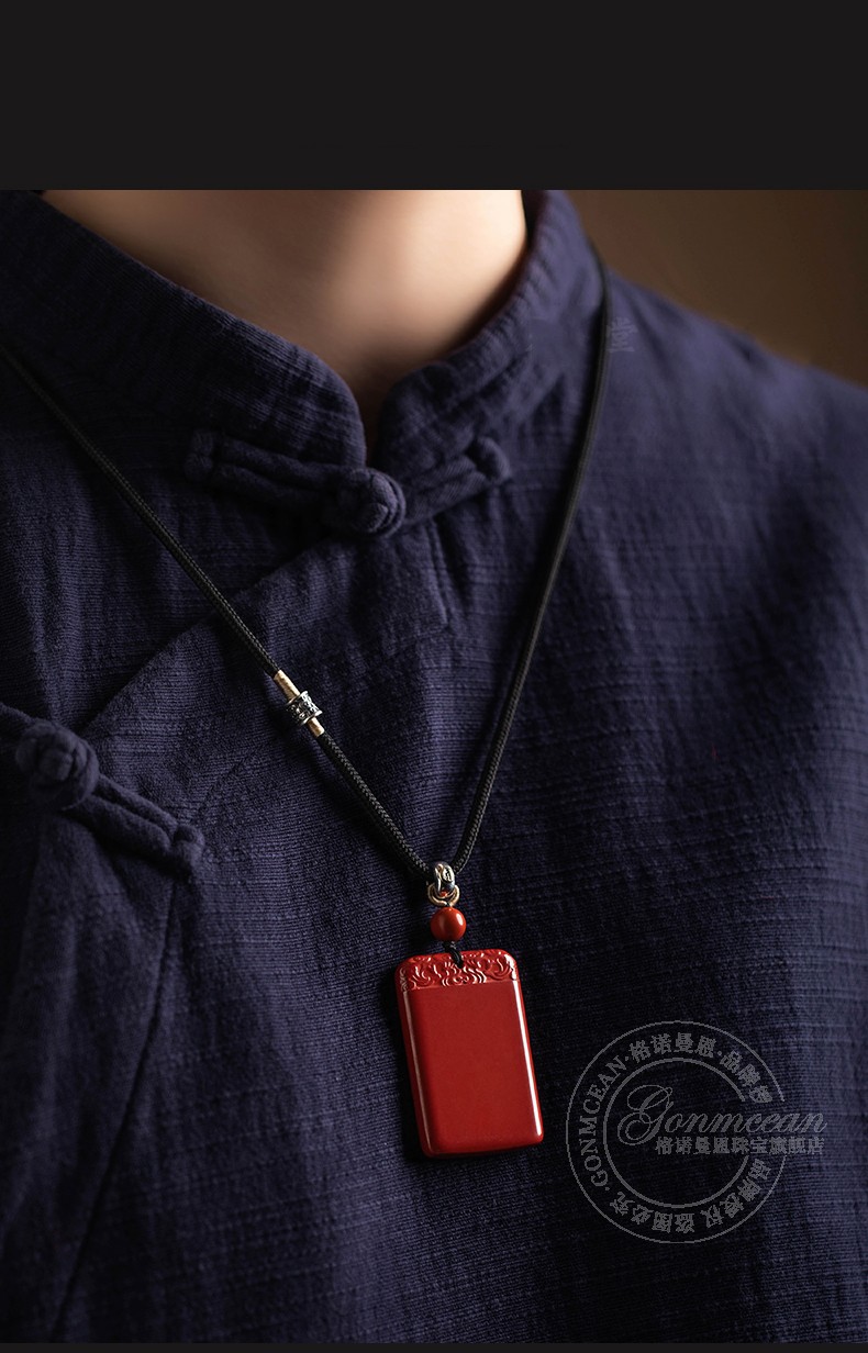 gonmcean朱砂平安无事牌吊坠男士本命佛项链饰品羊猴大日如来