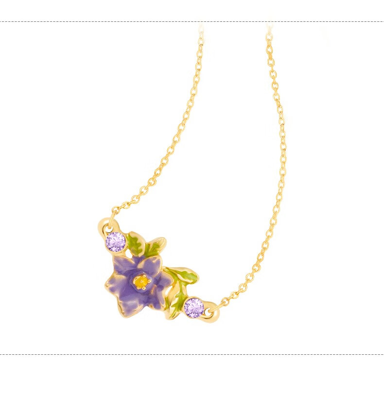 osewaya花朵项链桔梗花吊坠锁骨链女新款高级感气质甜美小众设计紫