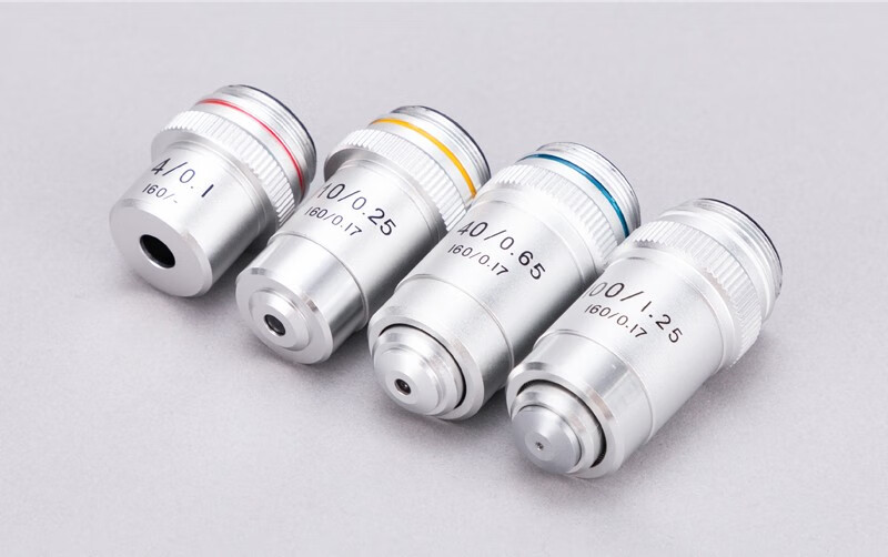 专业生物显微镜配件消色差物镜4倍10倍40倍100倍油镜生物光学实验195