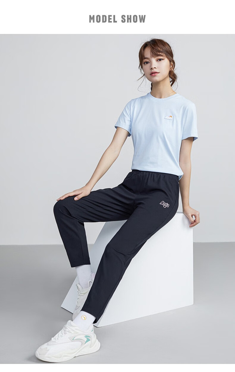 商场同款安踏女裤运动裤2022夏季新款km系列沙滩排球联盟女针织九分裤