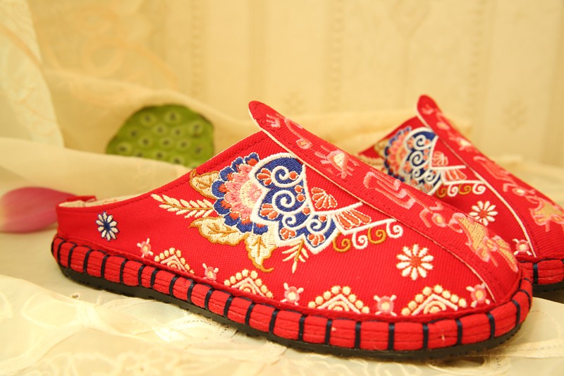 娟的绢中国风手工老北京布拖鞋千层底刺绣包头绣花拖鞋居家外穿xyz5