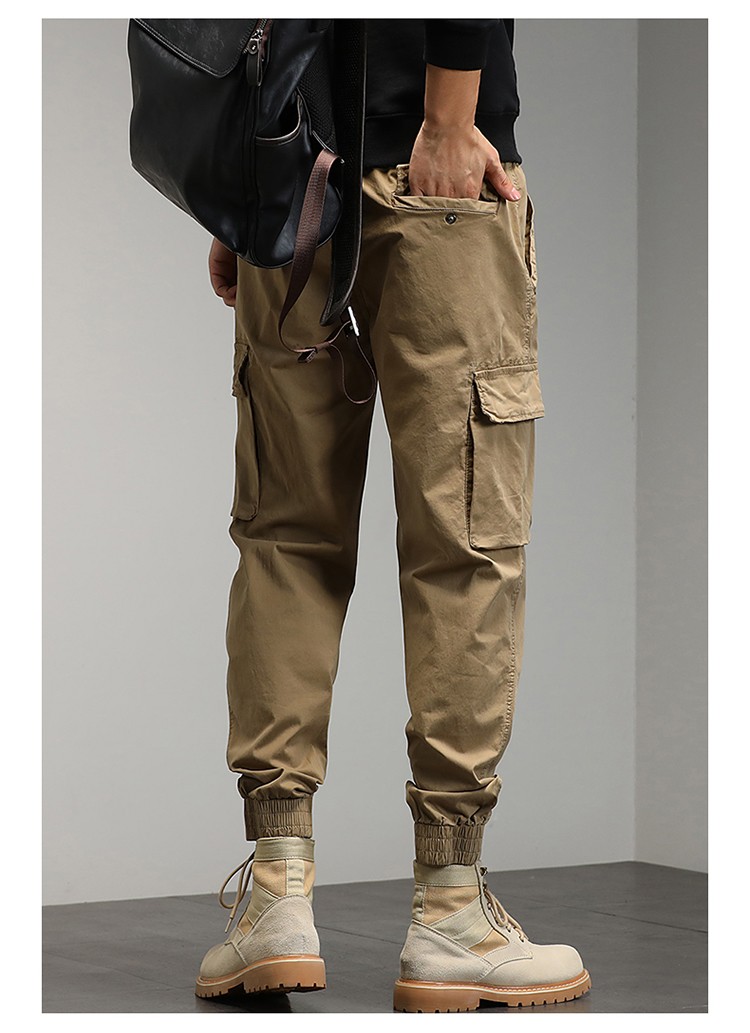 jeep吉普工装裤男新款休闲裤男士修身长裤子军旅多口袋水洗耐磨束脚裤