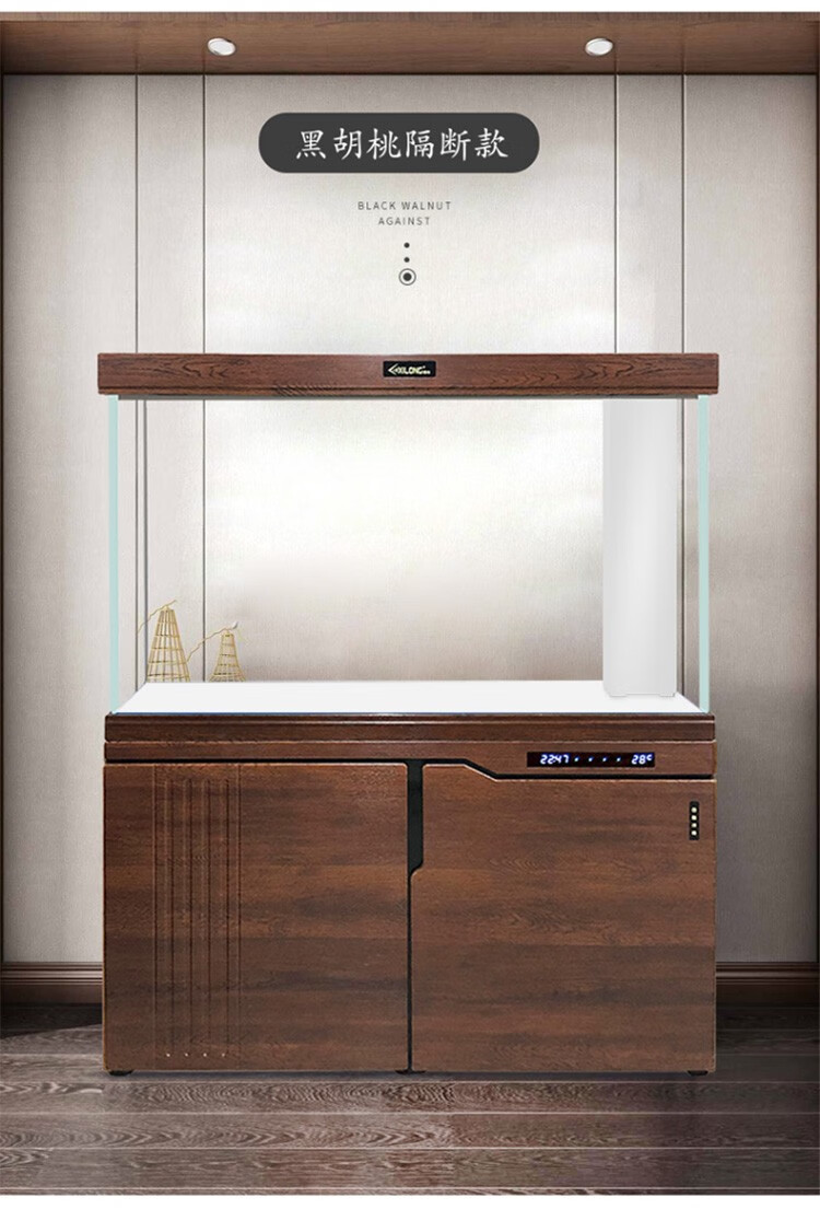 西龙底滤鱼缸水族箱大型客厅落地办公室家用底下过滤超白玻璃隔断屏风