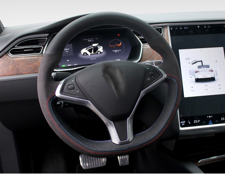 斯坦森 特斯拉方向盘套model 3 model s model x手缝真皮翻毛四季把套