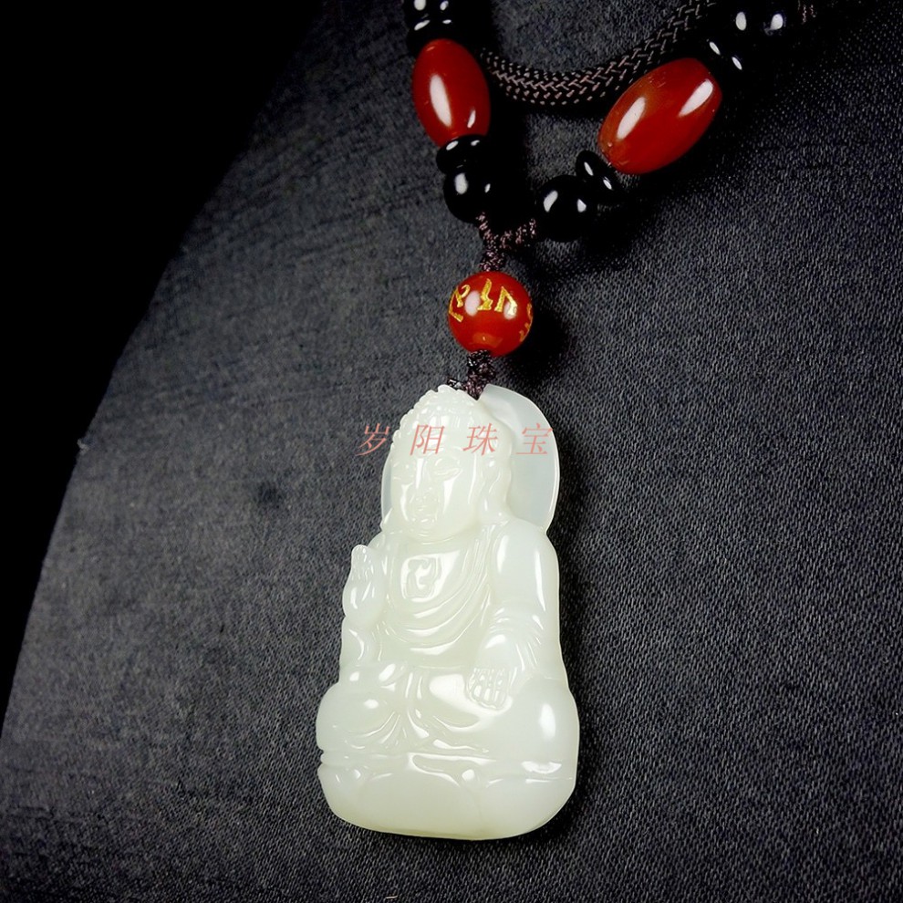 【520礼物送女友】和田玉吊坠大日如来女款玉坠项链节日送家人朋友