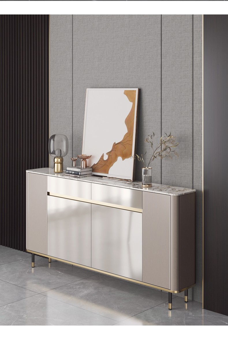 澳之音餐边柜实木轻奢现代简约岩板超薄家用厨房客厅边柜茶水柜储物