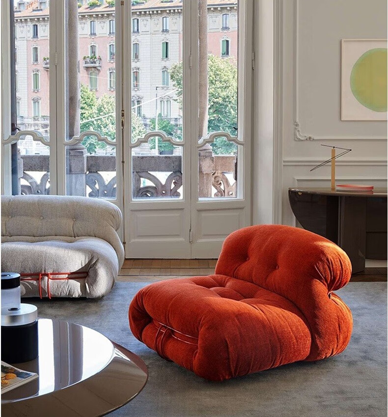 欧洛曼帝意大利cassina沙发小户型中古侘寂风羊羔绒意式极简soriana