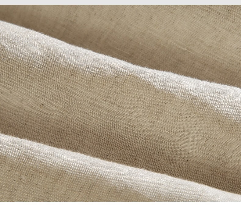 玄笙亚麻衬衫男长袖秋季新款男装休闲立领男士白衬衣宽松上衣 麻本色 