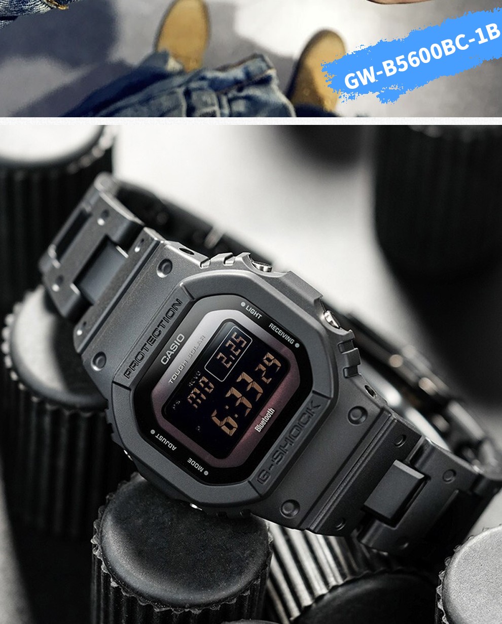 卡西欧casio男表gshock太阳能电波蓝牙方块运动手表男gwb5600bc1b