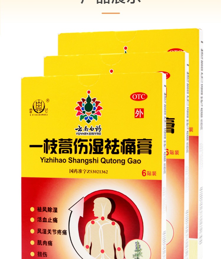 一枝蒿伤湿祛痛膏 7cm*10cm*6贴(止痛贴 风湿 肌肉痛 扭伤 贴膏 膏药)
