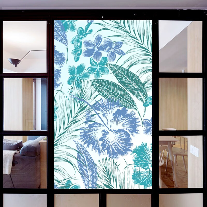 喜吉尔玻璃贴纸静电免胶磨砂贴膜欧式田园风格透光不透明窗户窗花纸