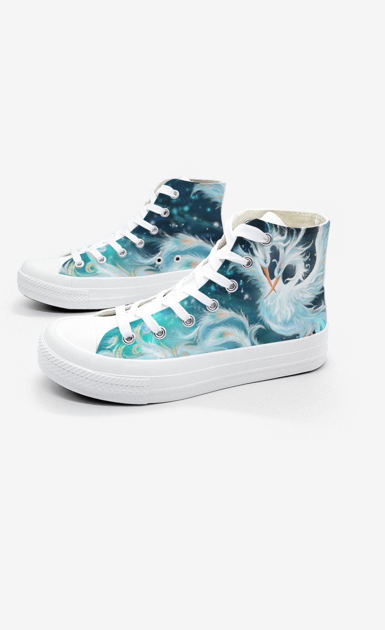 艾米与麦麦2021新款原创设计凤凰鞋小众潮流时尚高帮帆布鞋女中国风