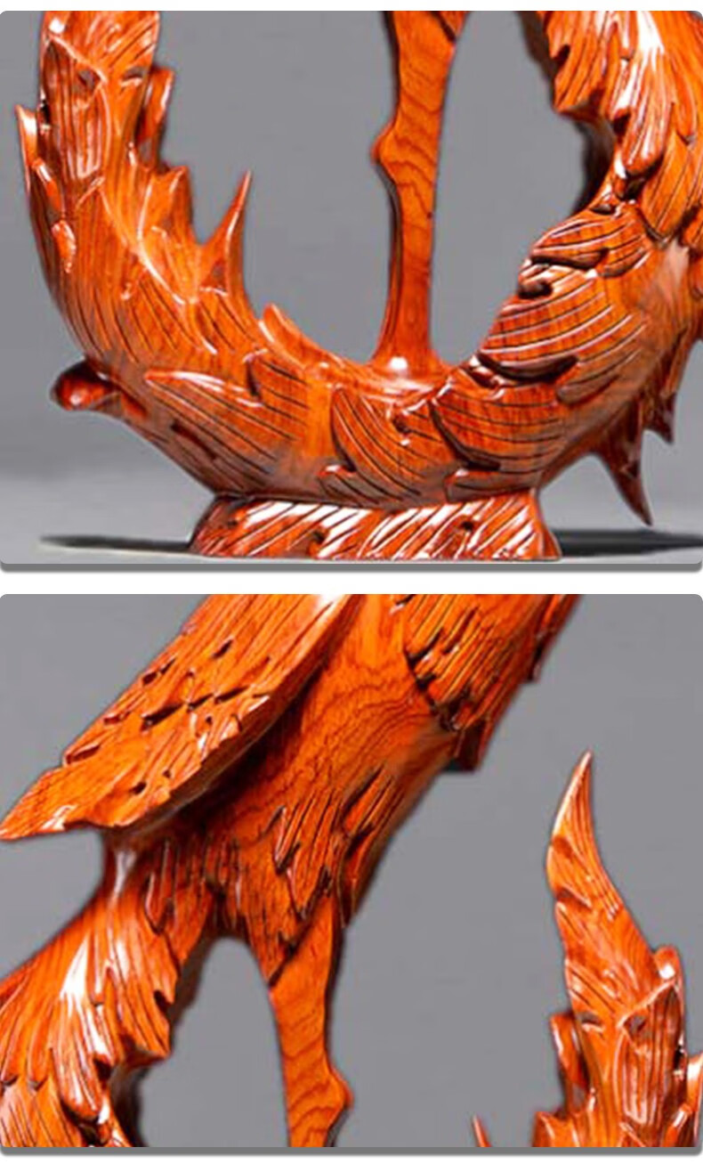 嘉鑫辉煌黑檀木雕凤凰摆件实木质家居客厅装饰工艺品新婚乔迁新居送礼