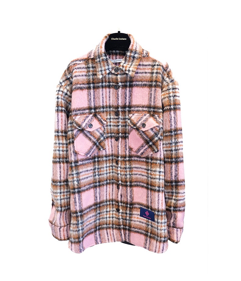 charlieluciano格子潮牌秋冬新款情侣同款潮流潮牌中长款毛呢外套潮