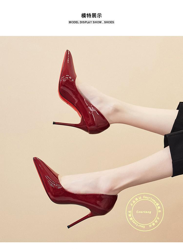 红色高跟鞋女细跟2021年夏季新款防水台尖头单鞋新娘鞋法式婚鞋女白色