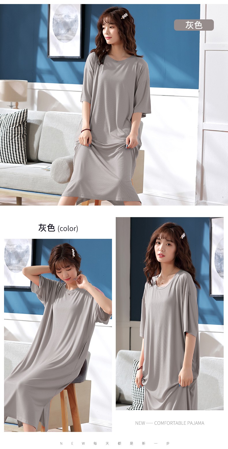 上海故事睡衣女夏季纯色睡裙蓝色套装l建议体重110120斤