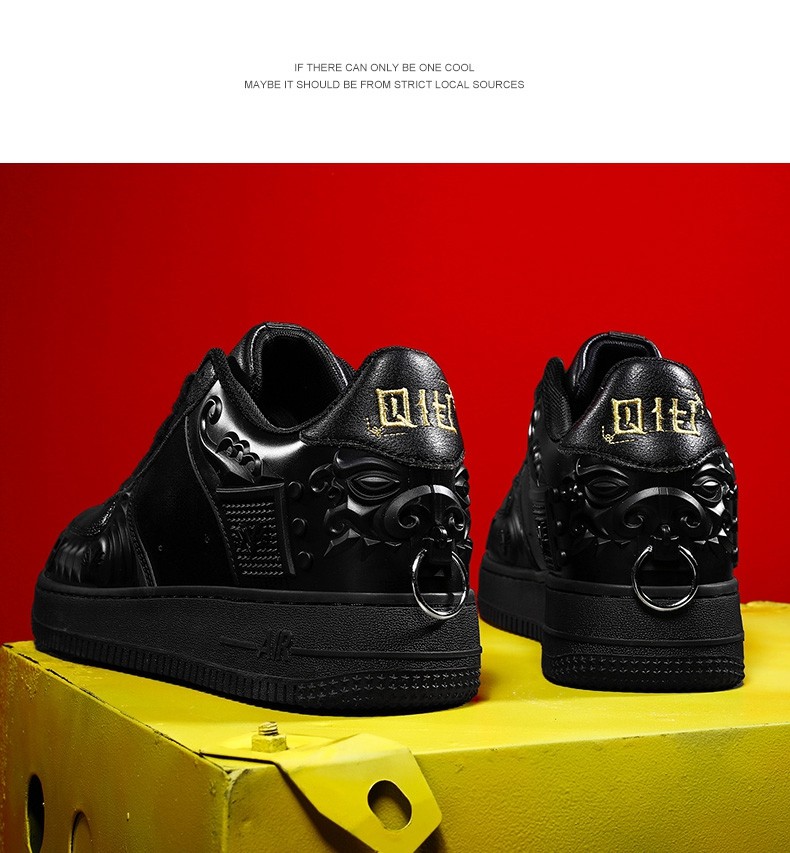 鬼罕制造男鞋子 秋冬新款狮子鞋男士国潮空军一号板鞋 经典国风个性