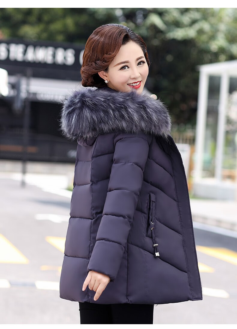 妈妈秋冬装棉衣新款中老年女中长款加绒加厚小棉袄中年女羽绒棉服