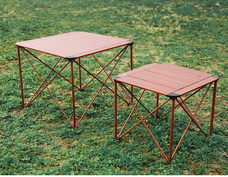 露营铝合金桌子便携式野餐蛋卷桌椅野外用品装备铝合金折叠桌大号钛灰