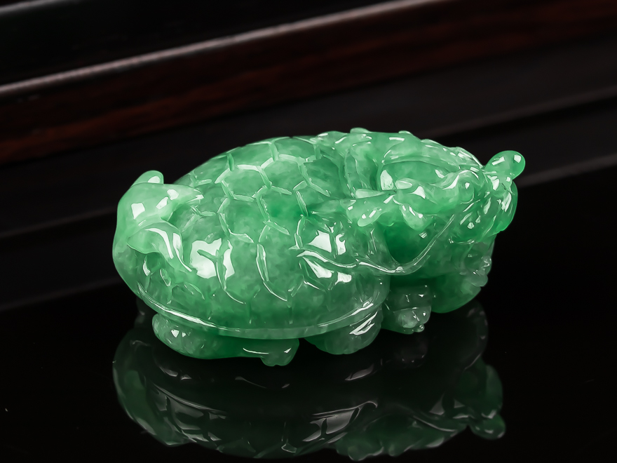 珠宝严选晟辉珠宝翡翠满色龙龟吊坠玉石特色龙龟挂件玉器附证书3610g