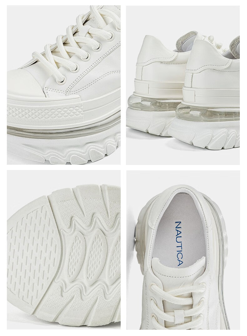 商场同款诺帝卡nautica女鞋新款百搭休闲鞋女增高鞋子女白绿37