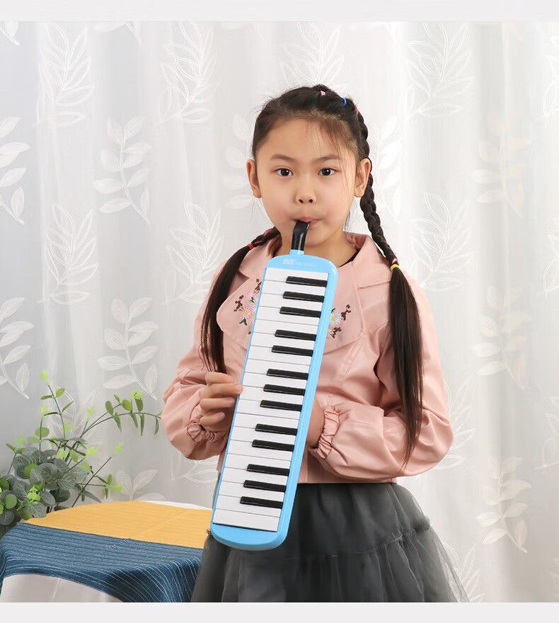 者课堂口风琴幼儿童嘉德瑞口吹管演奏彩虹键盘乐器硬包32键蓝色礼包