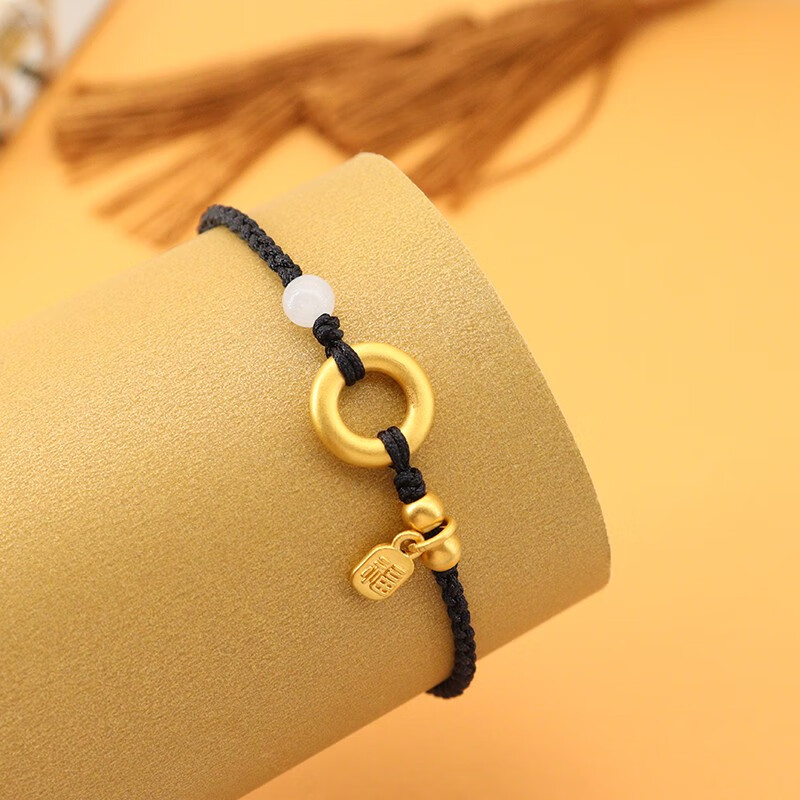 福牌手绳新款转运珠小金珠手工编织绳首饰送女友送老婆生日情人节礼物