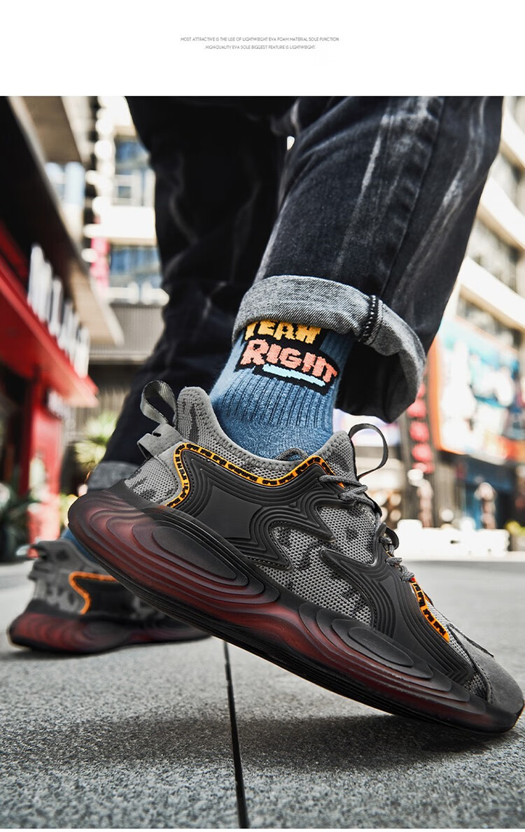 黑武士 2022新款机甲式鞋男士夏季新款休闲运动鞋男韩版潮流低帮百搭