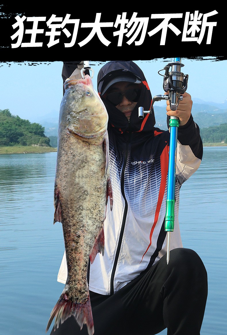 狼王乐钓鱼竿海杆抛竿超硬远投杆碳素裸竿海钓鲢鳙海竿全套套装移动轮