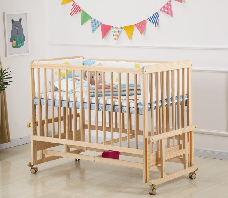 牧川muchuan电动摇床婴儿床实木智能电动多功能童床静音摇摆环保摇篮