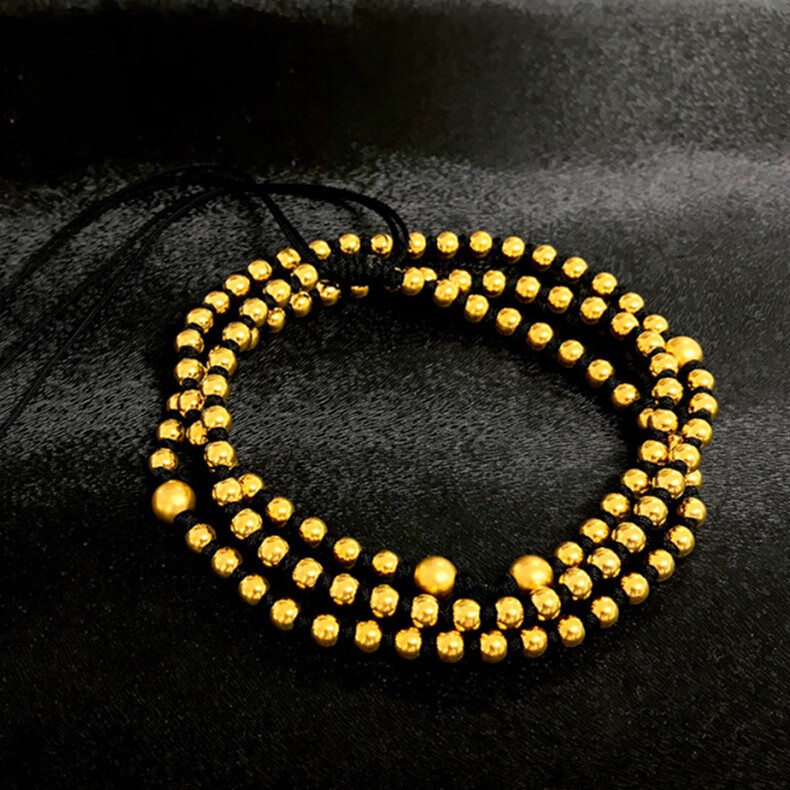 金天地珠宝传承系列黄金金珠手工编织佛珠项链足金999古法足金转运珠