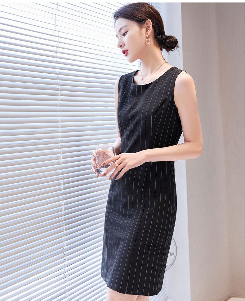 伊雅露莎职业装女装条纹西装连衣裙春季新款商务休闲小西装裙子9658