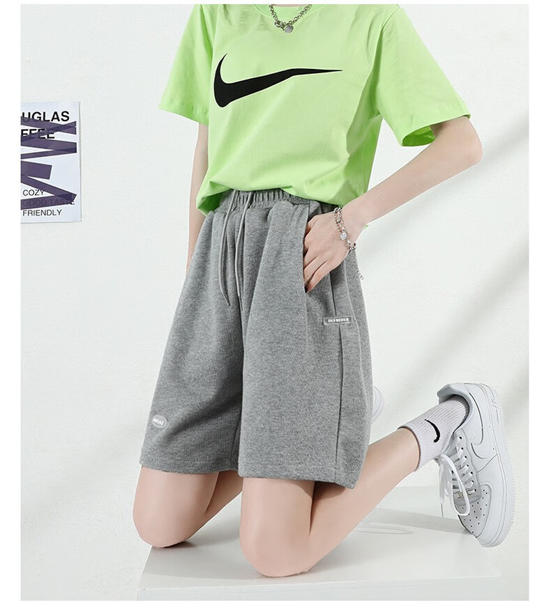 浪莎运动短裤女夏季薄款宽松高腰直筒学生休闲中裤港味显瘦ins潮阔腿