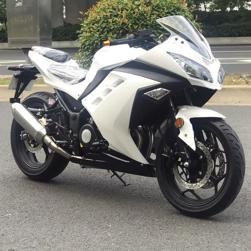 全新v6小忍者摩托车水冷机车国四电喷400cc双缸趴赛abs 绿黑色 国四