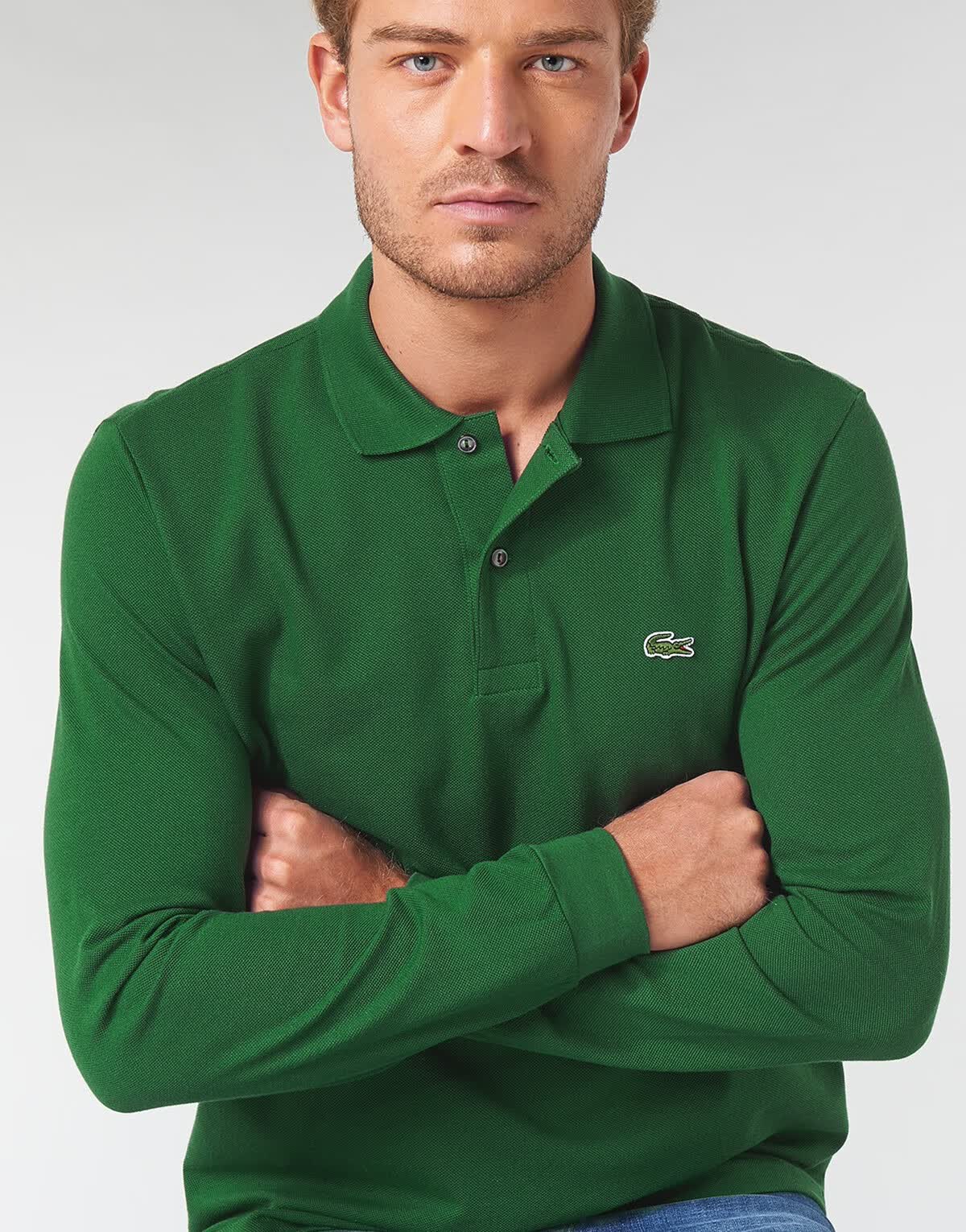 lacoste/法国鳄鱼男装 时尚商务长袖polo衫绿色春秋 l1312-132 绿色