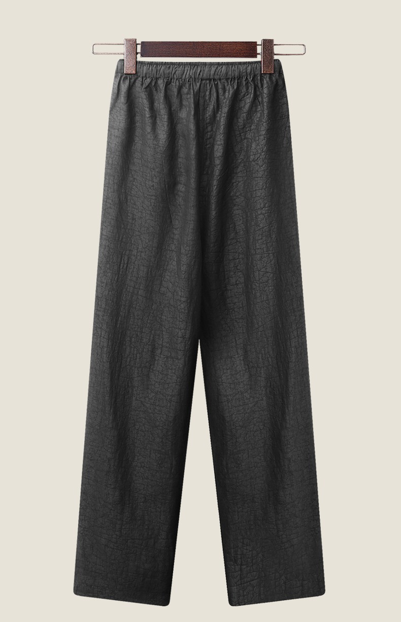 保珞威蔓桑蚕丝男裤真丝绸缎休闲裤男士莨绸老人宽松紧重磅香云纱男装