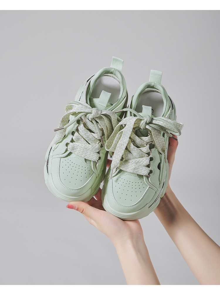 戈美其网面镂空透气老爹鞋女2022夏季新款厚底百搭增高休闲运动鞋