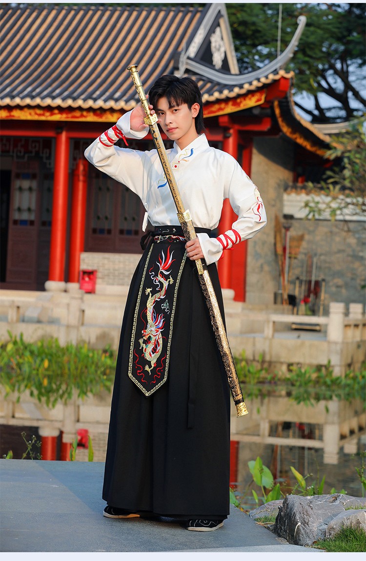 原创汉服男古装金龙卫学生重工龙纹刺绣武侠风宫廷侍卫表演大码日常