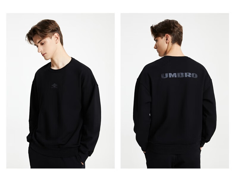 茵宝(umbro) 男女同款套头卫衣冬季新款复古字母加绒圆领长袖上衣 瓜
