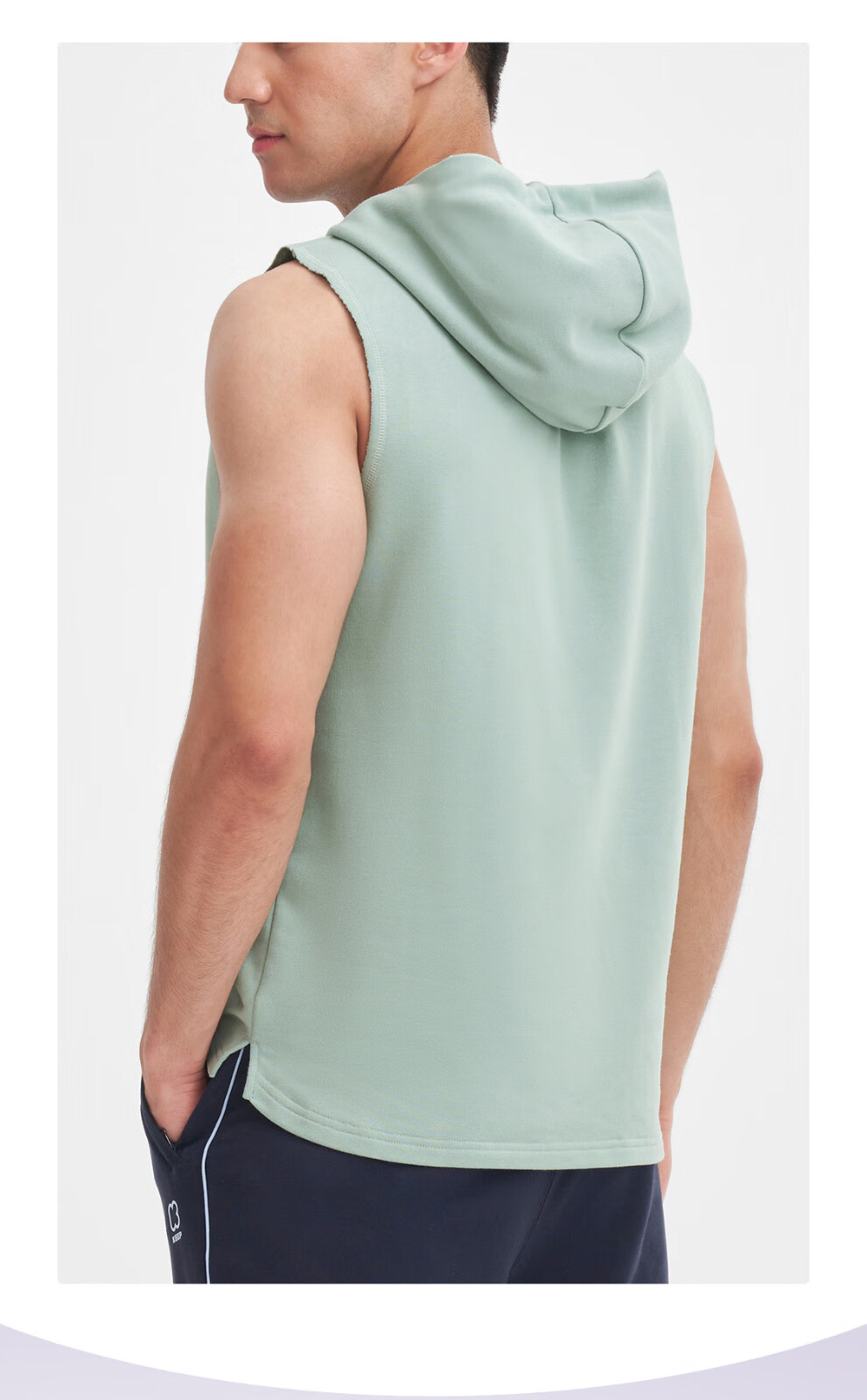 keep无袖连帽衫男夏季宽松健身运动坎肩训练篮球纯棉t恤12691羽白s