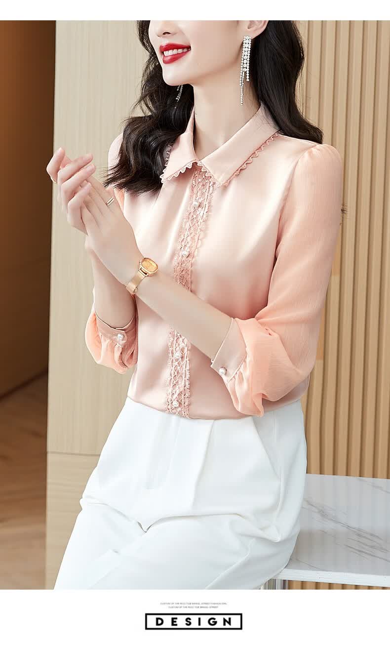 拉夏贝尔homme衬衫女2022春夏季新款女装时尚简约纯色衬衫女气质打底